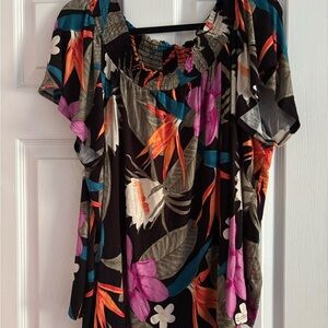 George Floral Blouse - Black, Pink, Orange